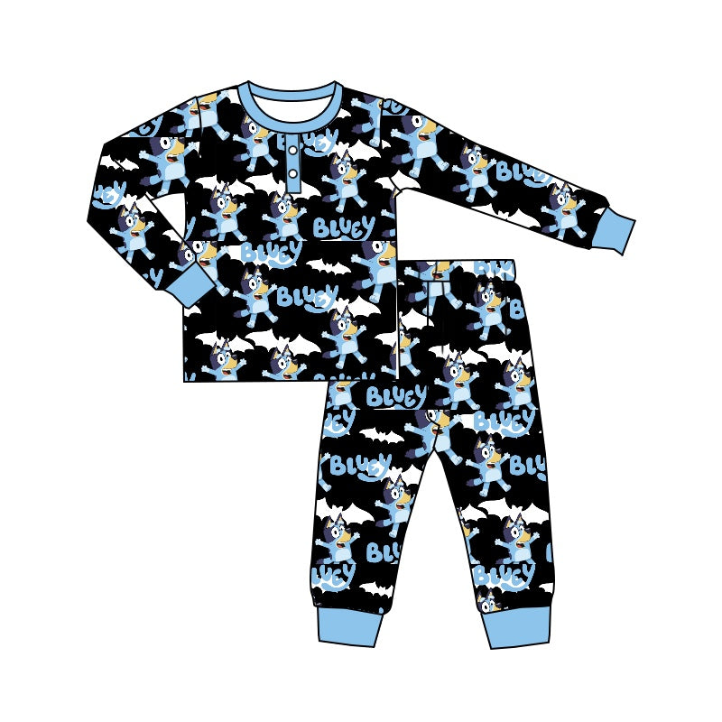 Baby Boys Blue Dogs Top Cartoon Pants Pajamas Clothes Sets preorder(moq 5)