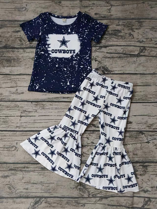 Baby Girls Cowboy Team Short Sleeve Tee Bell Pants Clothing Sets Preorder(moq 5)