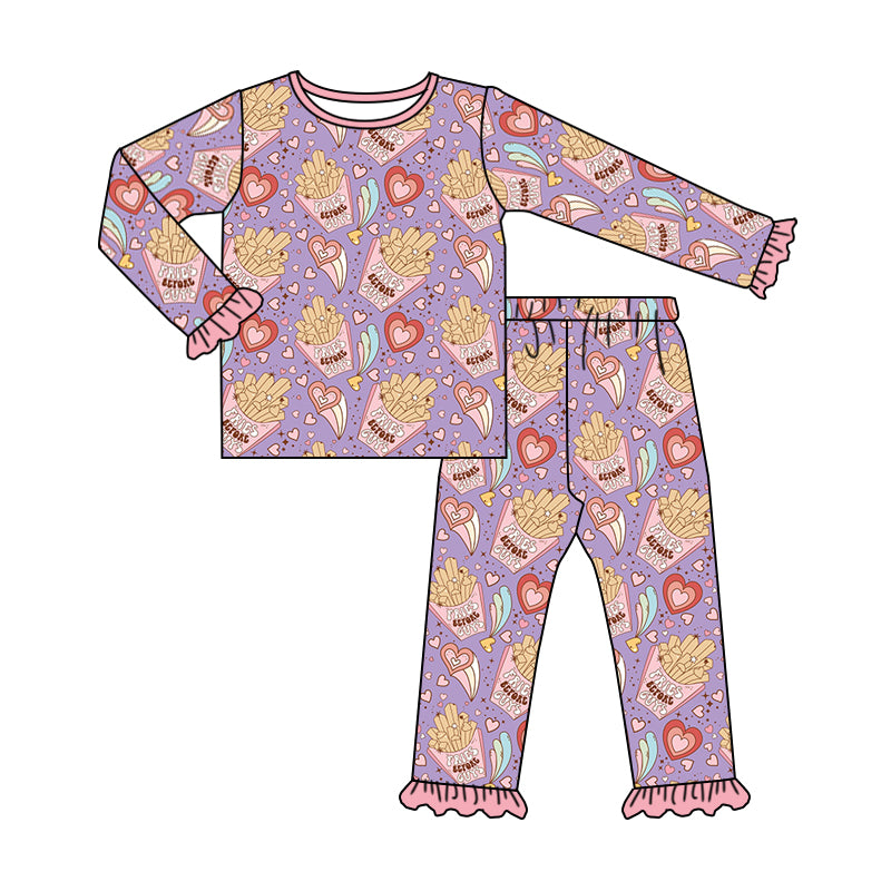 Baby Girls Pink Fries Pajamas Clothes Sets preorder(moq 5)