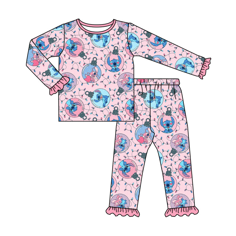 Baby Girls Cartoon Pink pajamas Clothes Sets preorder(moq 5)