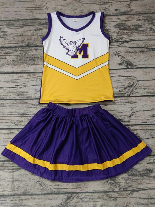 Baby Girls Owl Team Cheer Tee Shirt Skirts Clothes Preorder(moq 5)