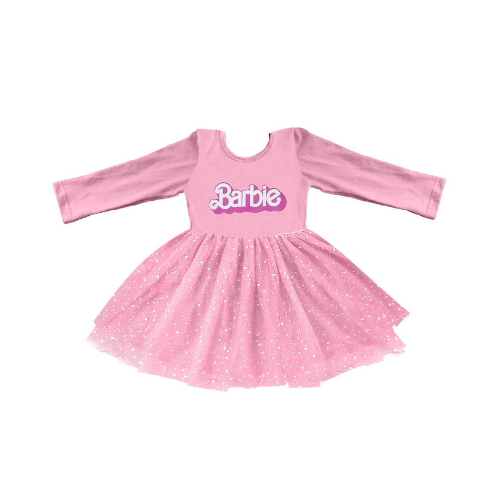 Baby Girls Long Sleeve Doll Pink Sparkle Tutu Dresses preorder(moq 5)