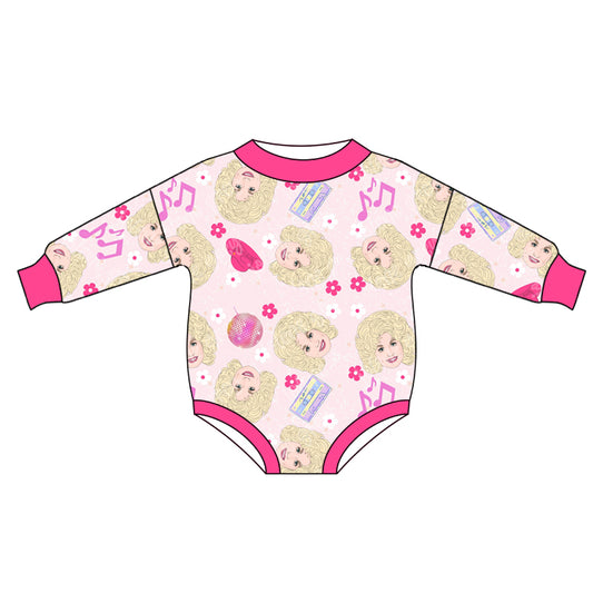 Baby Girls Pink Sing Long Sleeve Rompers preorder(moq 5)