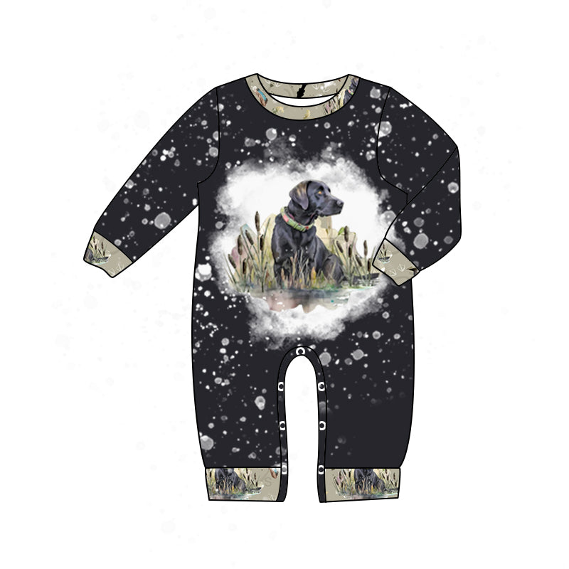 Baby Boys Black Dog Hunting Rompers preorder(moq 5)