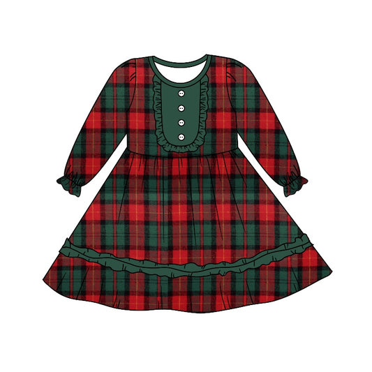 Baby Girls Long Sleeve Christmas Plaid Knee Length Dresses preorder(moq 5)