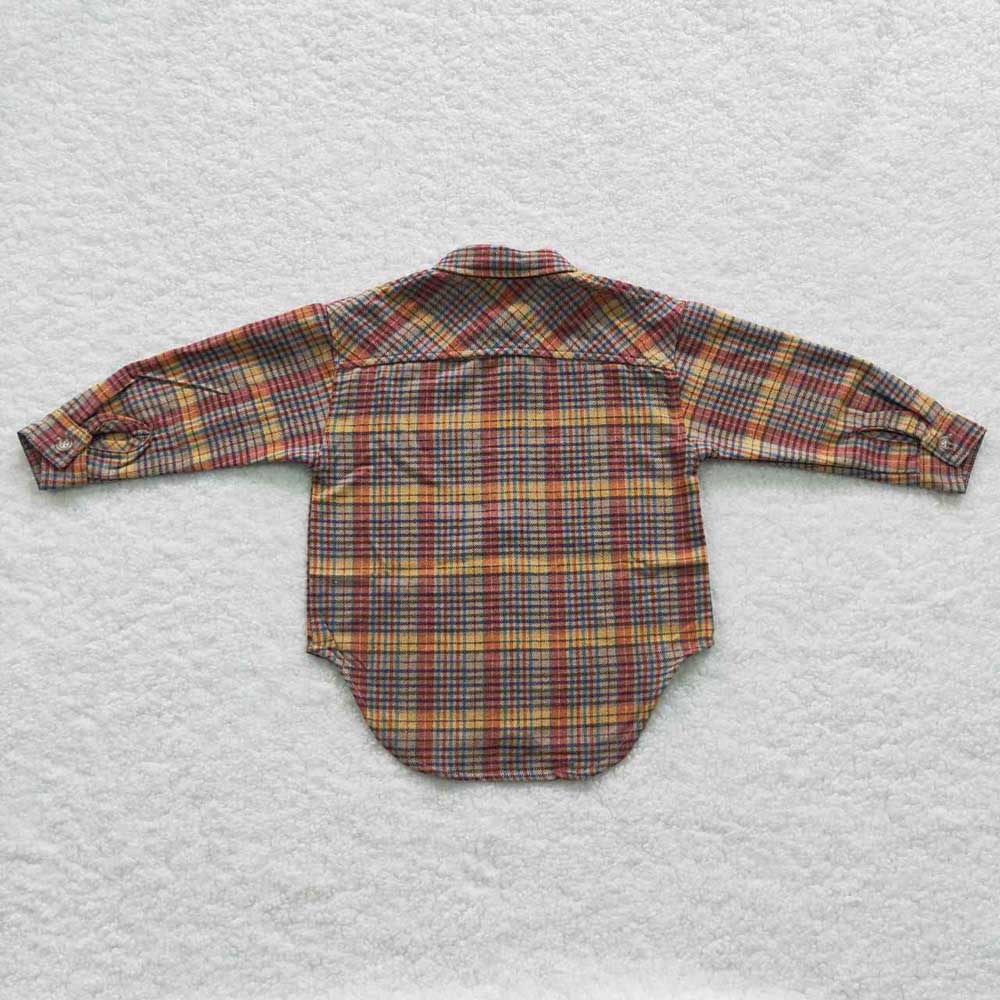 Baby Boys Orange Plaid Long Sleeve Shirts Tops