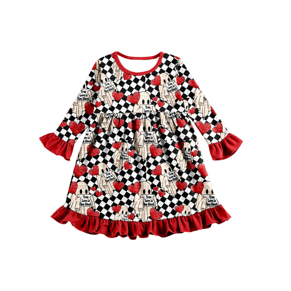 Baby Girls Ghost Hearts Long Sleeve Knee Length Dresses preorder(moq 5)