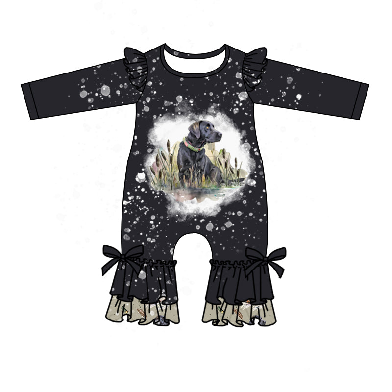 Baby Girls Black Dog Hunting Rompers preorder(moq 5)