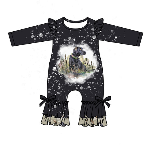 Baby Girls Black Dog Hunting Rompers preorder(moq 5)