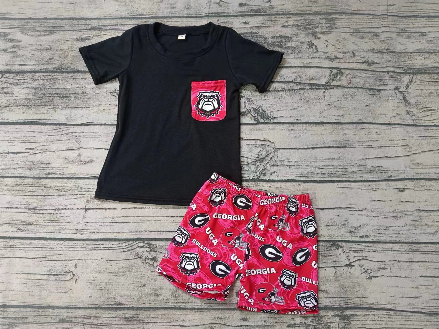 Baby Boys Elephant Pocket Team Shirt Shorts Clothing Sets preorder(moq 5)