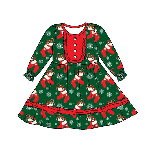 Baby Girls Long Sleeve Christmas Socks Knee Length Dresses preorder(moq 5)