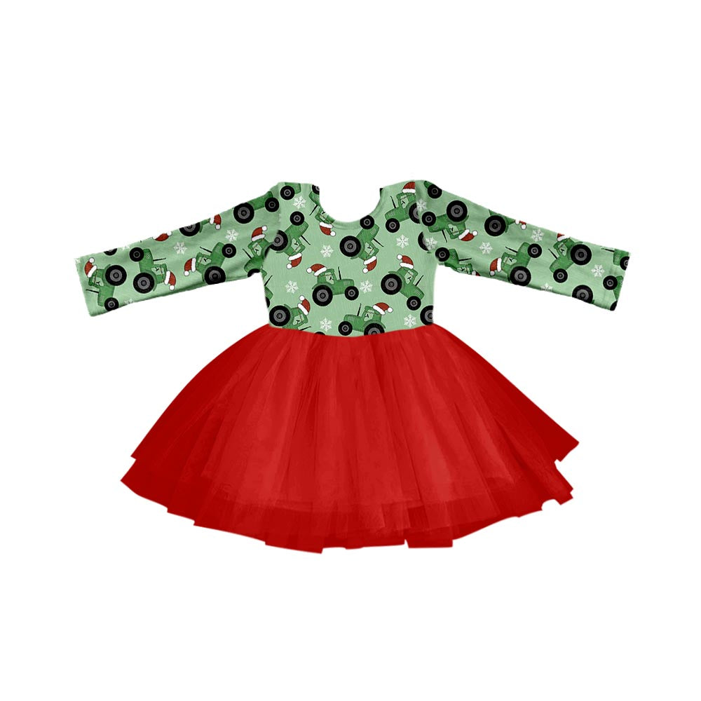 Baby Girls Christmas Tractor Tutu Knee Length Dresses preorder(moq 5)