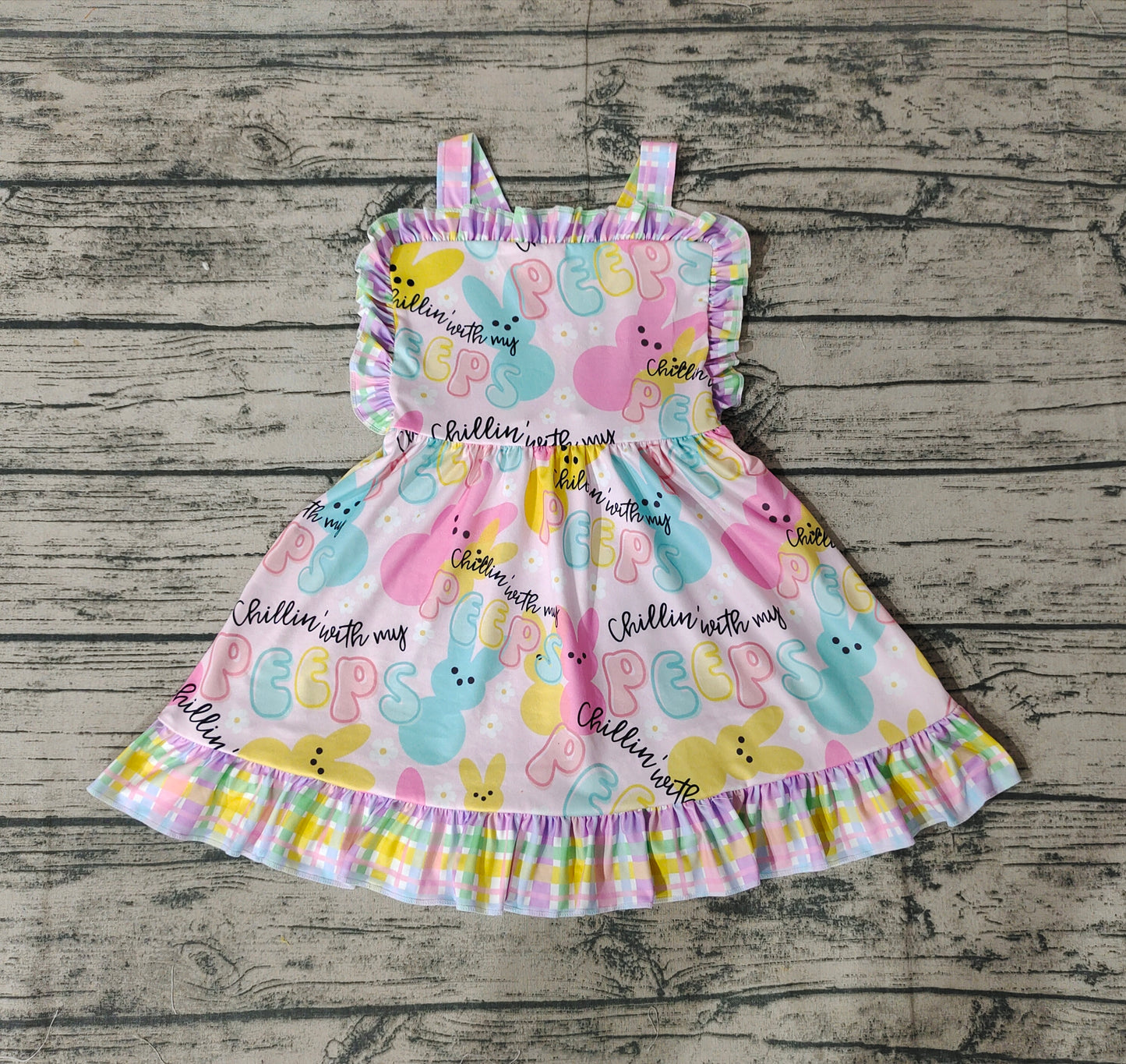 Baby Girls Colorful Easter Bunnies Knee Length Dresses