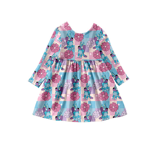 Baby Girls Flowers Dogs Knee Length Dresses preorder(moq 5)