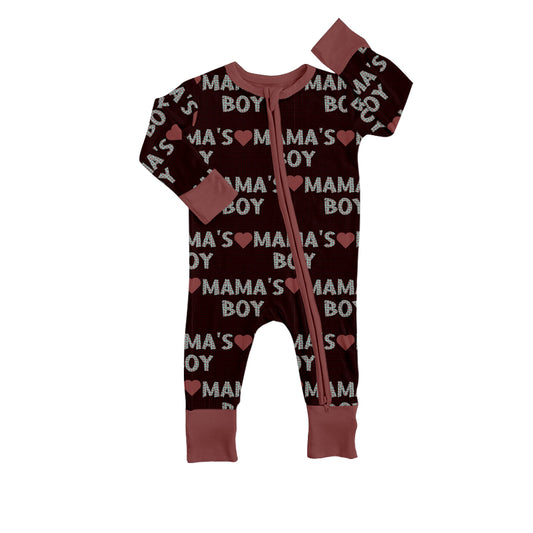 Baby Kids Zip Mam's Boy Valentines Long Sleeve Rompers preorder(moq 5)