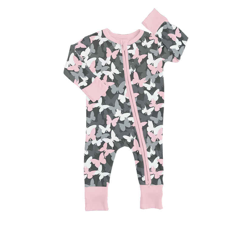 Baby Girls Zip Butterfly Long Sleeve Rompers preorder(moq 5)