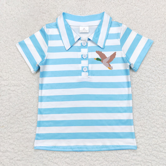 Baby Boys Grey Stripes Deer Short Sleeve Pullover Tee Shirts