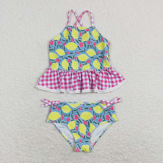Baby Girls Summer Lemon Ruffle Two Pieces Swimsuits