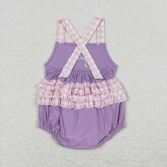 Baby Infant Girls Cloudy Rainy Lavender Ruffle Bubbles Rompers