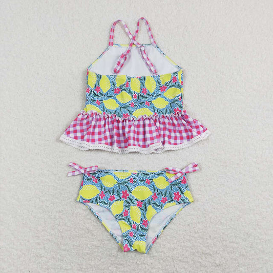 Baby Girls Summer Lemon Ruffle Two Pieces Swimsuits
