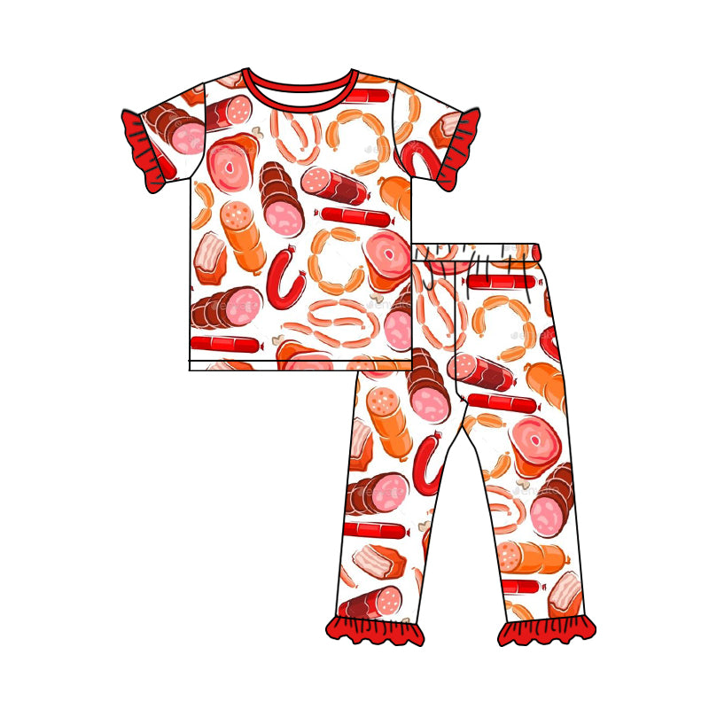 Baby Girls Ham Sausage Ruffle Pants Pajamas Sets preorder(moq 5)