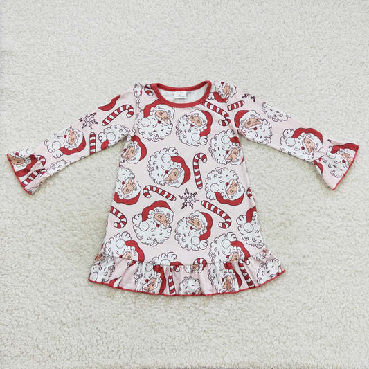 Baby Girls Christmas Santa Candy Knee Length Ruffle Dresses