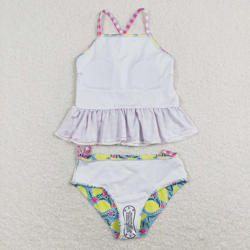 Baby Girls Summer Lemon Ruffle Two Pieces Swimsuits