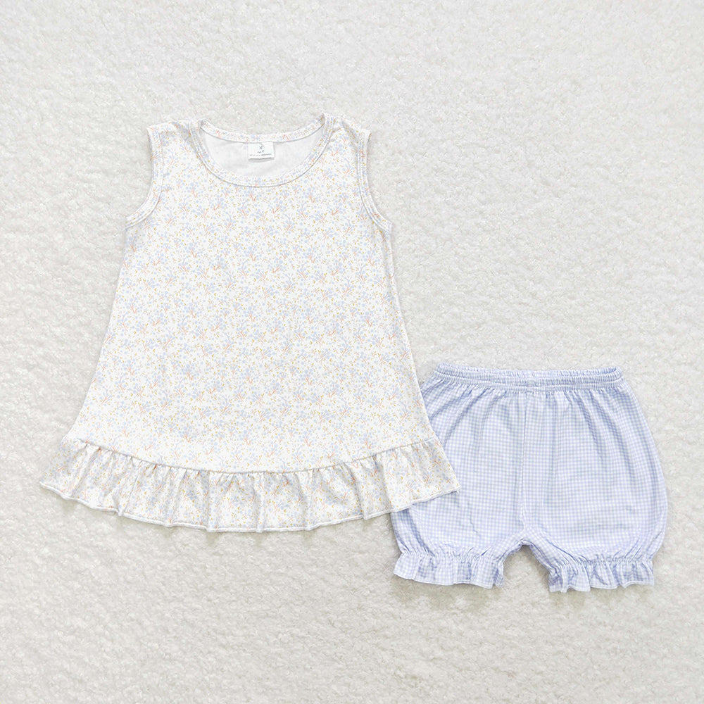 Baby Girls Ruffle Flowers Tunic Elastic Shorts Clothes Sets
