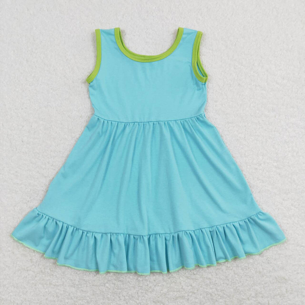 Baby Girls Sleeveless Aqua Ruffle Dresses