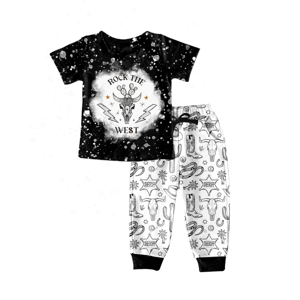 Baby Boys Black Cow Tee Shirt Top Pants Western Clothes preorder(moq 5)