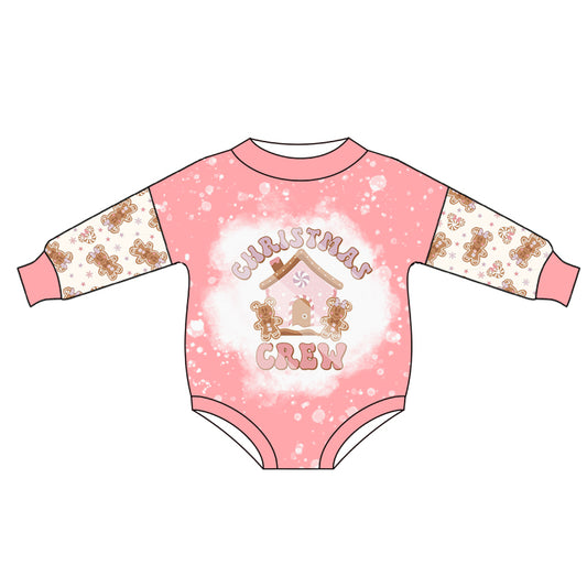 Baby Girls Christmas Gingerbread Long Sleeve Rompers preorder(moq 5)