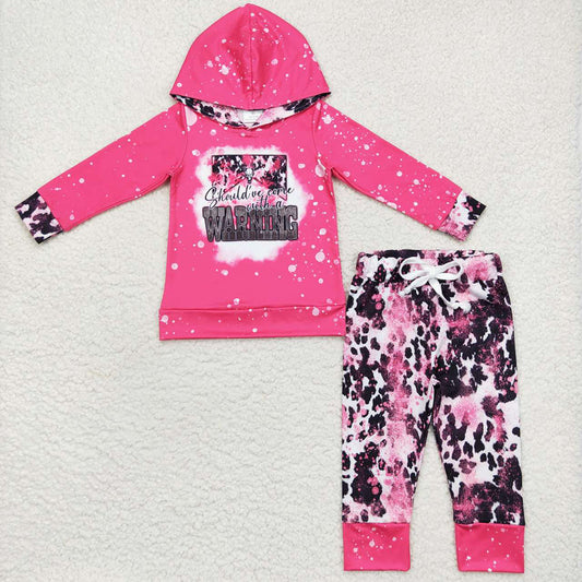 Baby Girls Western Pink Hooded Long Sleeve Tops Pants Clothes Sets