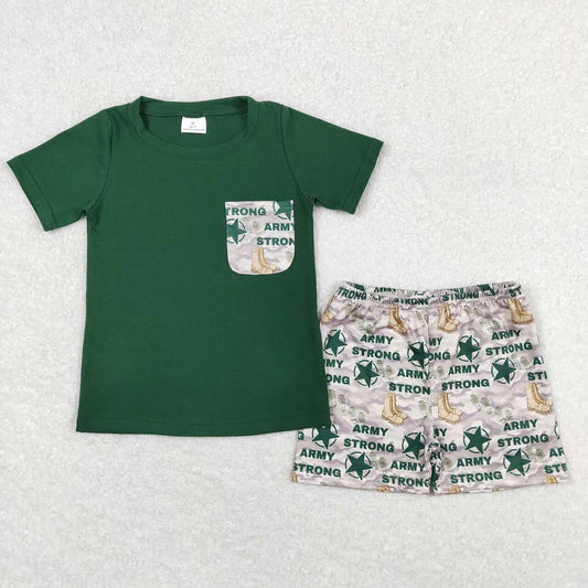 Baby Boys Green Army Camo Tee Shirt Top Shorts Outfits Clothes Sets