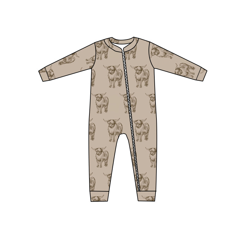 Baby Kids Long Sleeve Higland Cow Rompers preorder(moq 5)