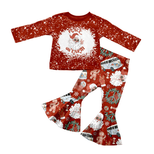 Baby Girls Christmas Peace Santa Top Pants Clothes preorder(moq 5)