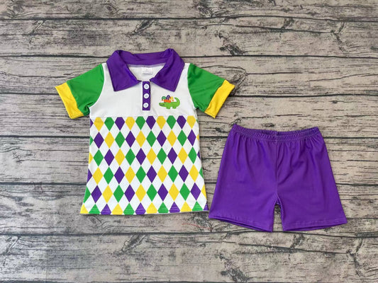 Baby Boys Mardi Gras Alligator Shirt Shorts Clothing Sets
