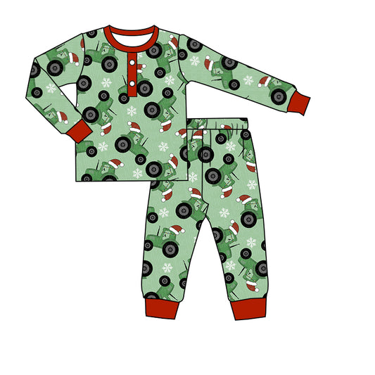 Baby Boys Green Tractor Pajamas Clothes Sets preorder(moq 5)