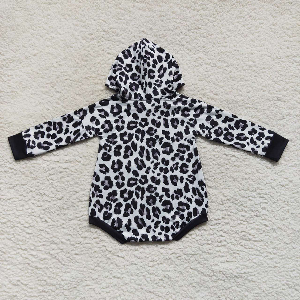 Baby Kids Cow Print Smile Pocket Long Sleeve Rompers