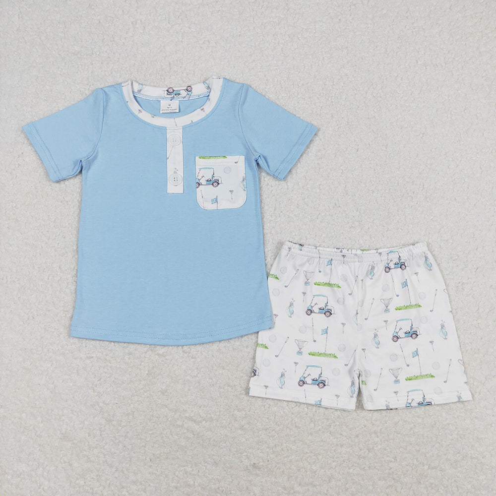 Baby Boys Blue Shirt Golf Shorts Outfits Clothes Sets