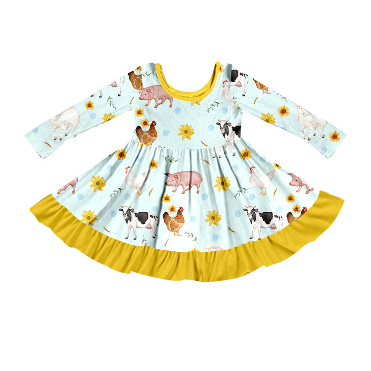 Baby Girls Farm Yellow Ruffle Knee Length Dresses preorder(moq 5)