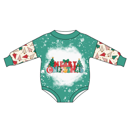 Baby Kids Christmas Tree Green Long Sleeve Rompers preorder(moq 5)