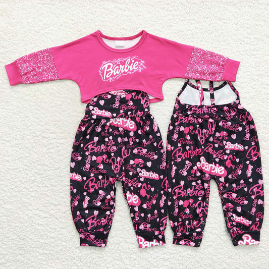 Baby Girls Bar Pink Doll 2pcs Jumpsuits Clothes Sets