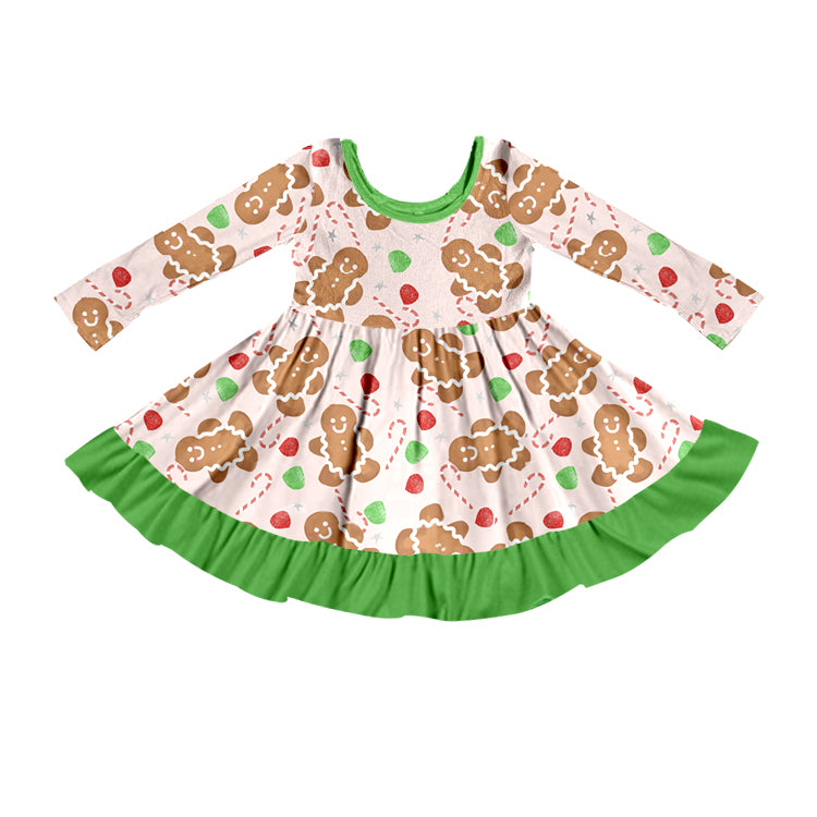 Baby Girls Gingerbread Ruffle Knee Length Dresses preorder(moq 5)