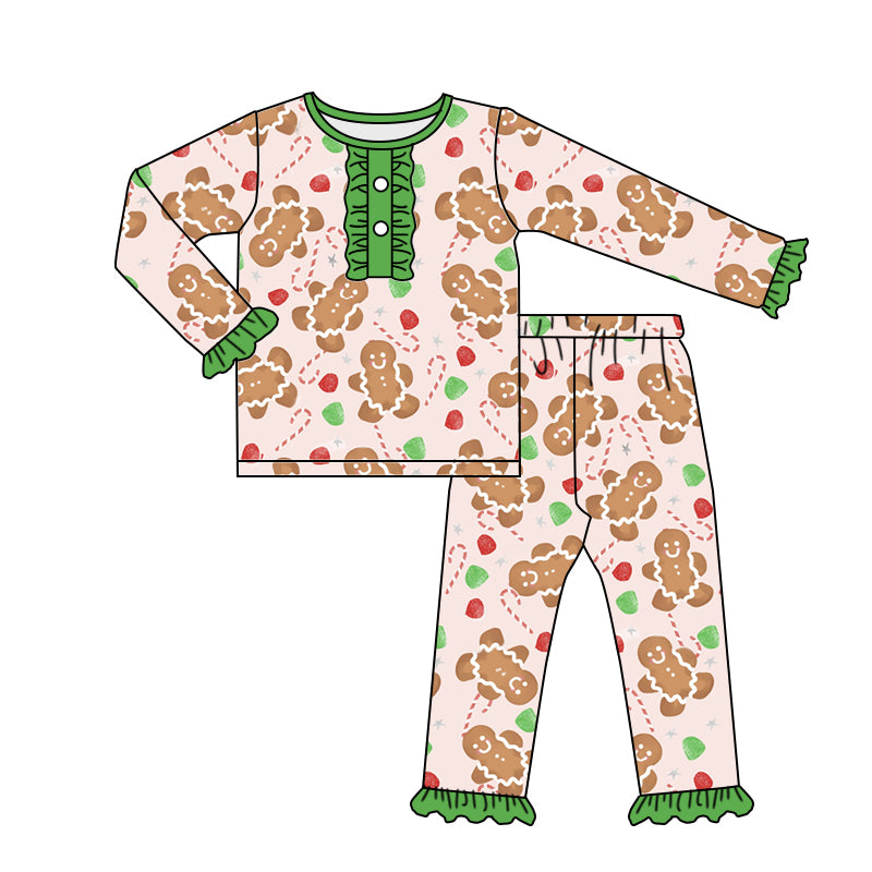 Baby Girls Tee Tops Gingerbread Pajamas Sets preorder(moq 5)