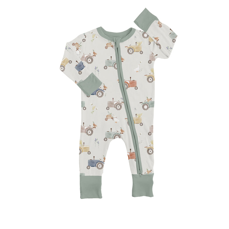 Baby Boys Long Sleeve Duck Tractor Rompers preorder(moq 5)