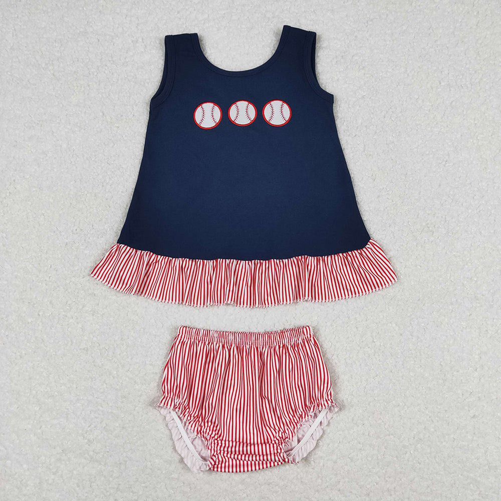 Baby Girls Infant Summer Baseball Tunic Bummies Clothes Sets