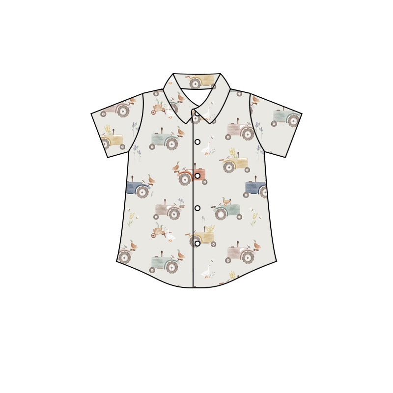 Baby Boys Green Duck Tractor Buttons Shirt Tops preorder(moq 5)