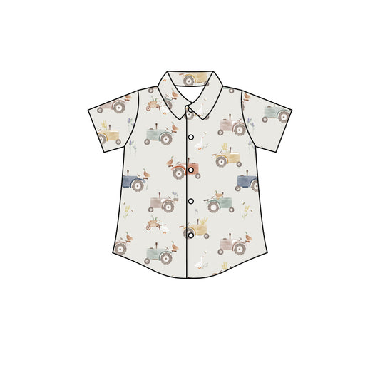 Baby Boys Green Duck Tractor Buttons Shirt Tops preorder(moq 5)