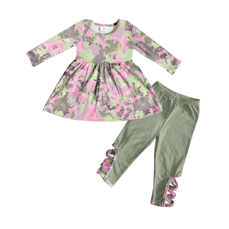 Baby Girls Pink Camo Tunic Legging Clothing Sets preorder(moq 5)