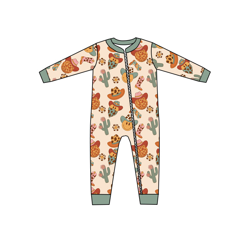 Baby Kids Cactus Western Long Sleeve Zip Rompers preorder(moq 5)